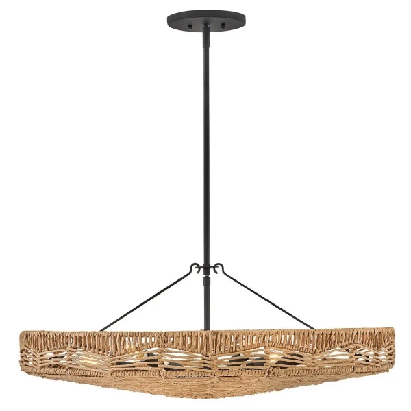 Wisząca lampa nad wyspę Ophelia QN-OPHELIA-6P-BK-CAM rattan brązowy