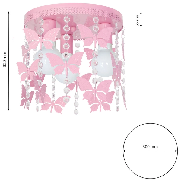 Lampa sufitowa ANGELICA MLP1165 Milagro z kryształkami motylki jasnoróżowe