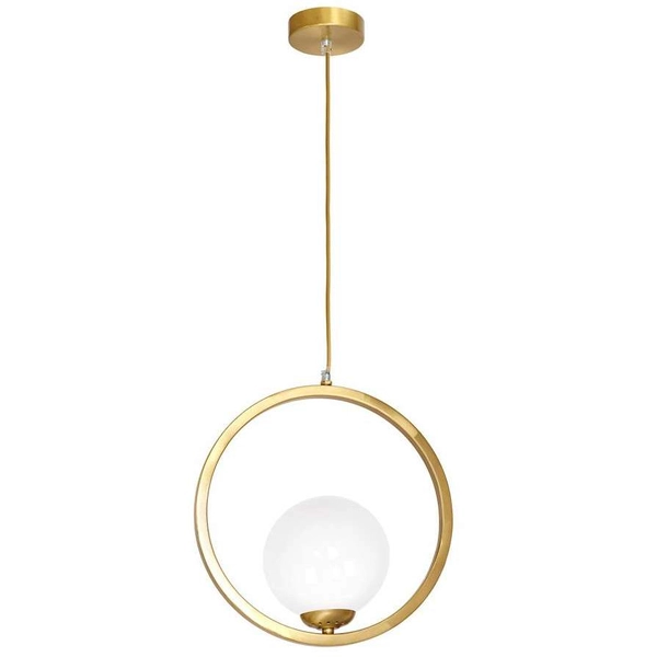 LAMPA wisząca VIENNA MLP5573 Milagro metalowa OPRAWA modernistyczna pierścień ZWIS szklana kula mosiądz biała