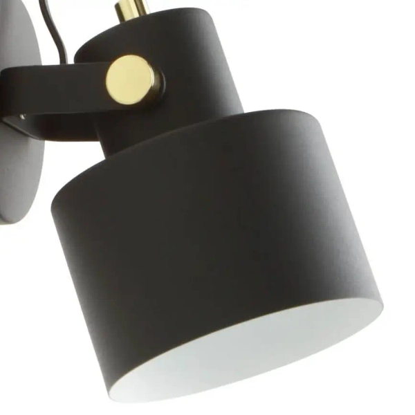 Ruchomy spot ścienny Draco kinkiet do sypialni czarny złoty