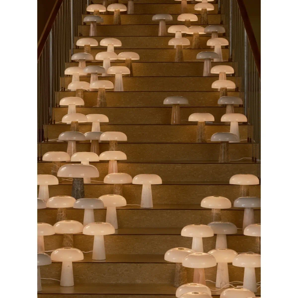 Marmurowa lampa stołowa Glossy 2520015001 grzybek biały