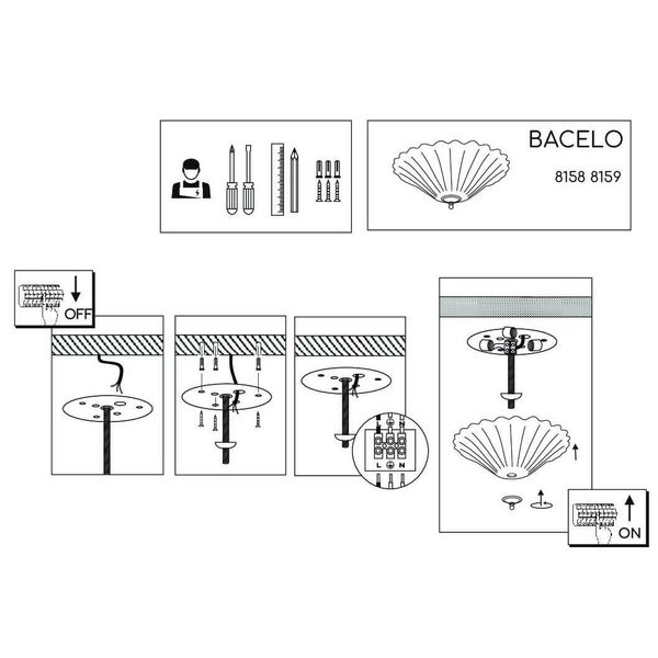 Lampa sufitowa Bacelo 8159 Amplex muszla kwiatek do pokoju szklana srebrna