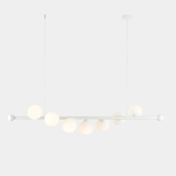 Biała lampa wisząca Wave 1115T Aldex 7-płomienna nad stół do jadalni