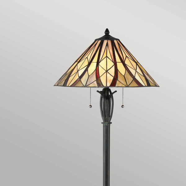 Podłogowa lampa do salonu Victory QZ-VICTORY-FL witrażowa brązowa kolorowa