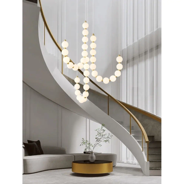 Kaskadowa lampa wisząca Perla CGPERLA-H65 LED 42W 3000K kule mosiądz biała