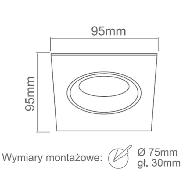 Wpuszczana lampa sufitowa Osta Nero Orlicki Design kwadratowa czarna