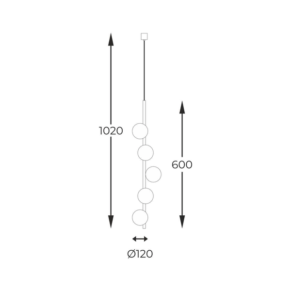 Wisząca lampa nowoczesna Luna szklane kule chrom przydymione