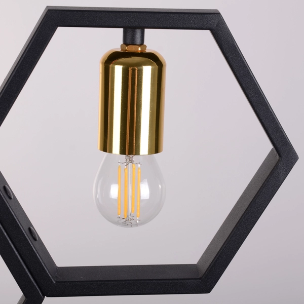 Lampa wisząca potrójna Honey 312549 Polux geometryczna czarna złota