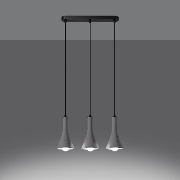 Potrójna lampa wisząca Rea SL.1225 stożkowa szara