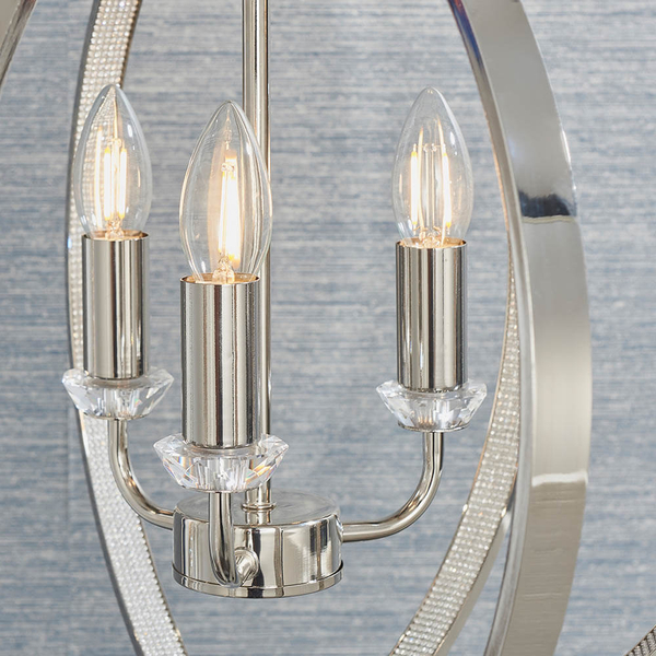 Świecznikowa lampa wisząca Ritz 81507 retro kula srebrny