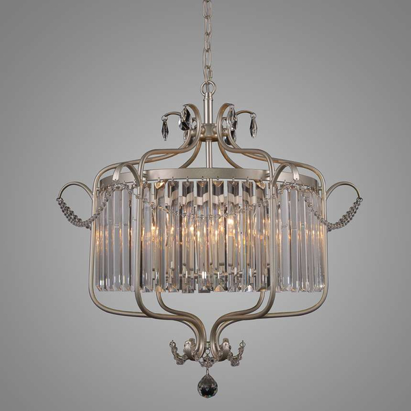 Żyrandol LAMPA wisząca RINALDO PND-33057-6-CH.S Italux OPRAWA glamour z kryształkami ZWIS na łańcuchu srebrny szampański