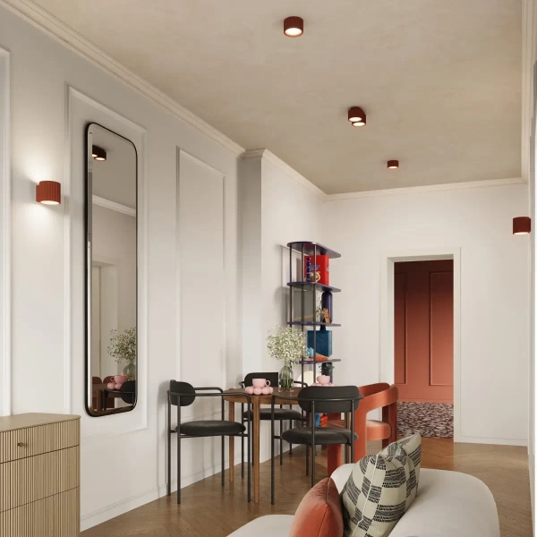 Plafon okrągły AURA SL.1802 ryflowany metalowy terakota