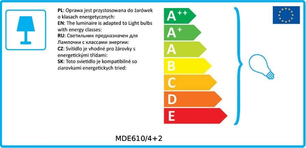 LAMPA sufitowa DAVIS MDE610/4+2 Italux metalowa OPRAWA na wysięgnikach retro czarna