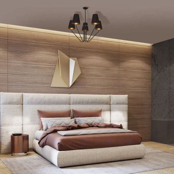 Abażurowa lampa wisząca VICTORIA BLACK MLP4913 tkaninowa czarna