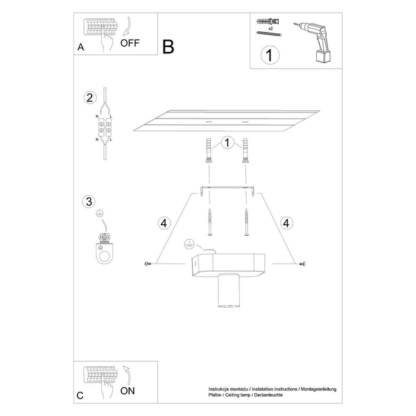 Plafon do jadalni Tavo SL.1156 sopel szary czarny