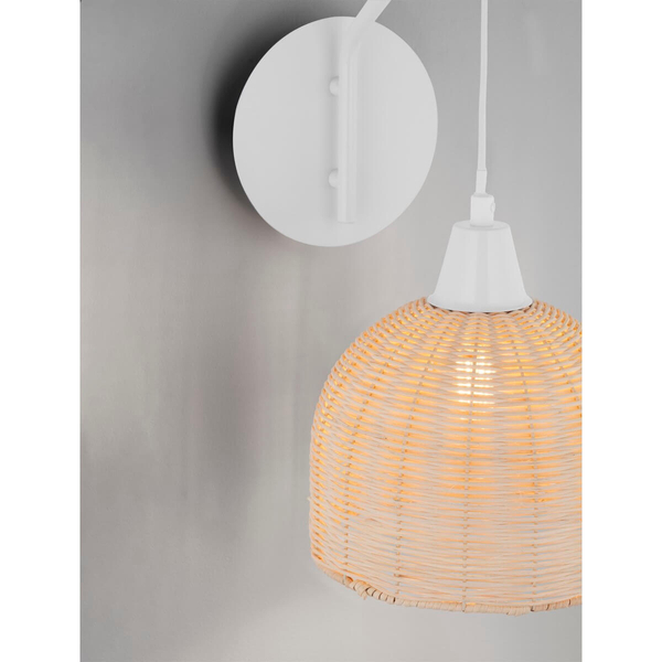 Lampa ścienna do gabinetu TACNA LE44361 koszyk drewniana biała