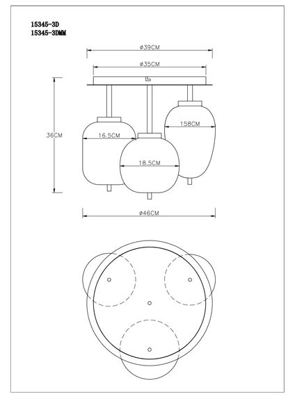 Lampa sufitowa Blacky 15345-3DMM loft mosiądz przydymiona