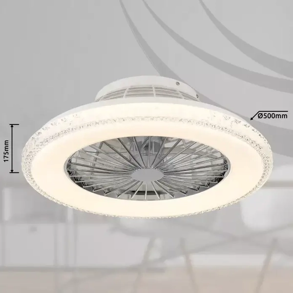 Wentylator lampa sufitowa CORUSSO 3654 Globo LED 45W 3000-6500K koło biały