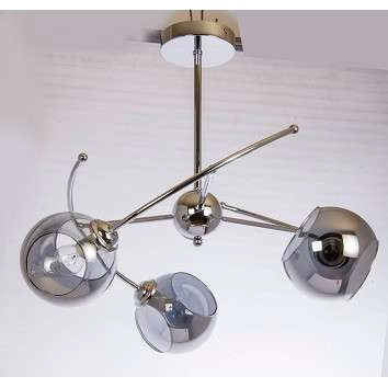 Modernistyczna lampa sufitowa VEN 2690/3 szklana chrom przydymiona