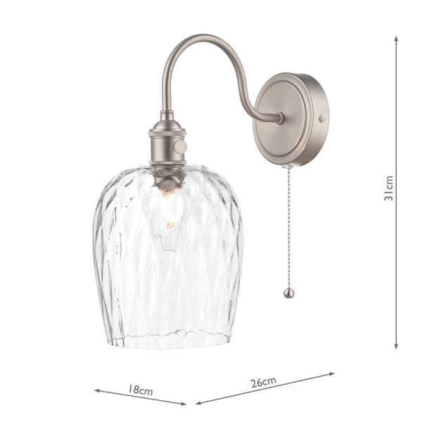 Szklany kinkiet ścienny z włącznikiem Hadano HAD0761-03 Dar Lighting przezroczysty chrom