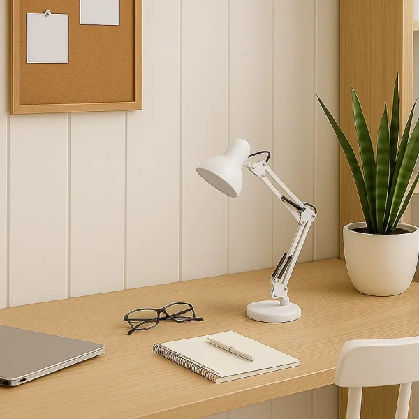 Klasyczna lampa biurkowa NEXA WHITE ML1637 regulowana biała