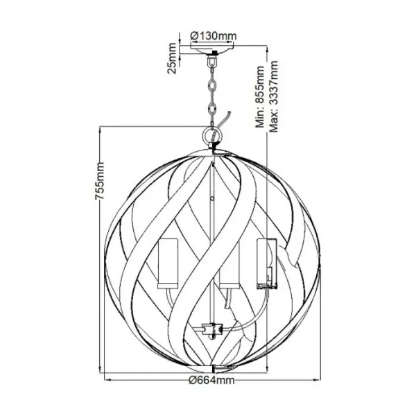 Łańcuchowa wisząca lampa Blacksmith QN-BLACKSMITH-5P-OBK IP44 czarny