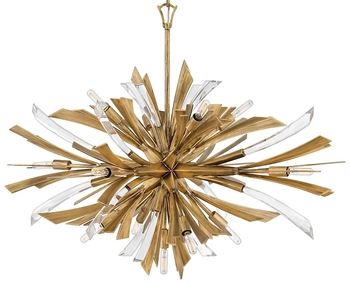 Podłużna wisząca lampa QN-VIDA-13P-W do salonu złota