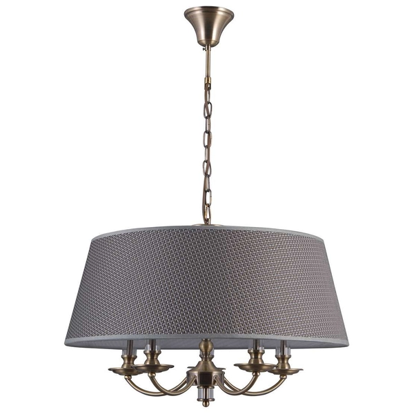 Żyrandol LAMPA wisząca ZANOBI PND-43272-5A Italux abażurowa OPRAWA zwis na łańcuchu klasyczny brąz antyczny szary