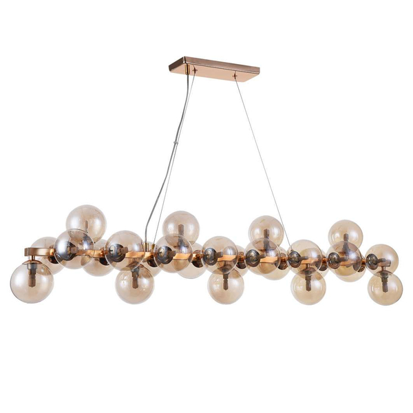 Molekułowy żyrandol CABELLA PND-5252-A-25-GD-CGN kule cumulus złote koniak