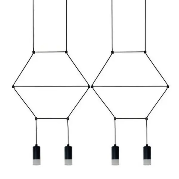 Wisząca lampa na listwie Linea XT068-4P Step nad wyspę czarna