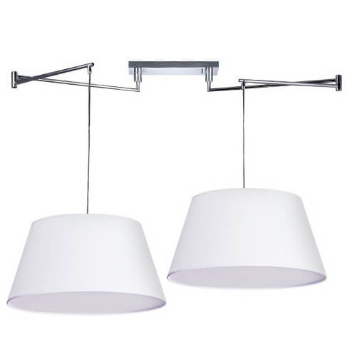 Wisząca lampa abażurowa zestaw Natalia AZ1923+2xAZ2592 nad stół chrom biała