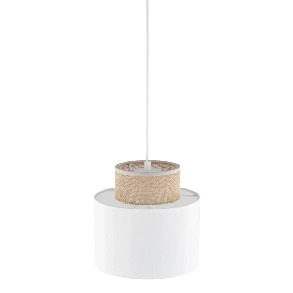 Nowoczesna lampa wisząca Duo 10078 tuba naturalna juta biały