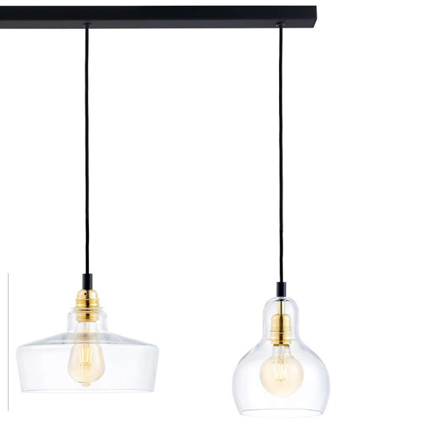Wisząca LAMPA loftowa LONGIS 10876405 Kaspa skandynawska OPRAWA szklany ZWIS kaskada złota przezroczysta czarna