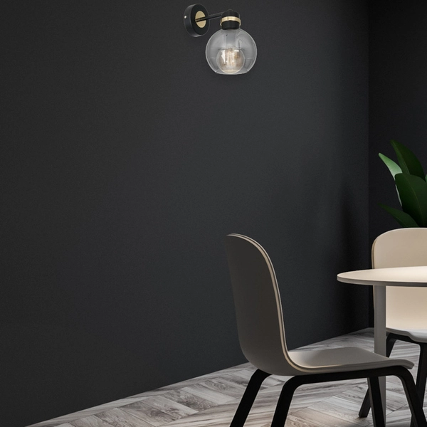 Ścienna LAMPA industrialna OMEGA MLP6528 Milagro szklana OPRAWA okrągły kinkiet loft czarny przezroczysty