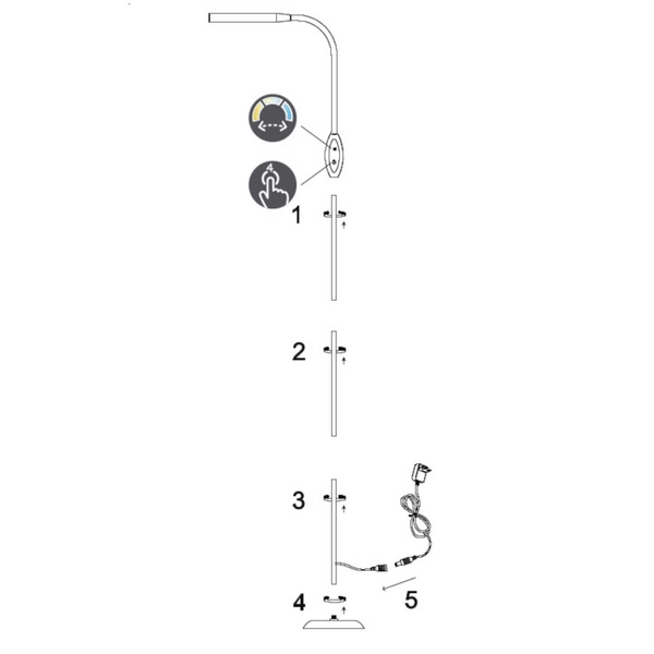 Lampa podłogowa dotykowa Toro R47641101 LED 5W 3000-5000K biała