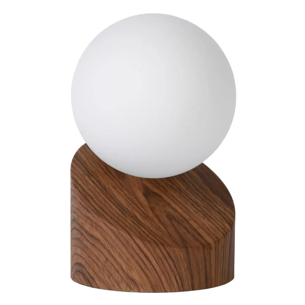 Dotykowa lampa nocna Len 45561/01/70 Lucide okrągła kula biała drewniana