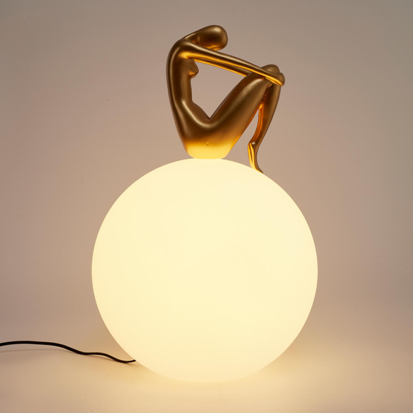 Sypialniana lampa stołowa WOMEN ST-6022-B gold Step kulista szklana biała złota