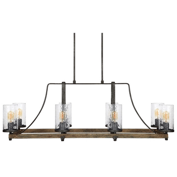 Lampa wisząca podłużna QN-ANGELO8-ISLE drewniana czarna