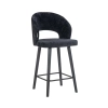Szenilowe krzesło barowe Savoy S4561 BLACK CHENILLE Richmond Interiors aksamitne czarne