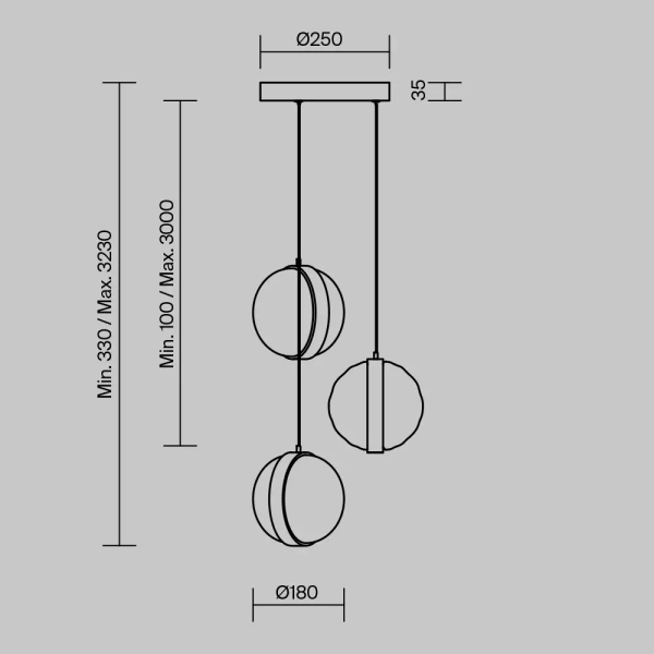 Potrójna lampa wisząca Misterio MOD379PL-L17B2.7K LED 15W 2700K czarny
