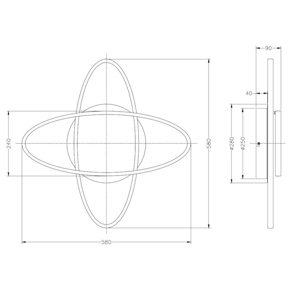 Metalowa lampa sufitowa Lane R67802132 pierścienie czarny
