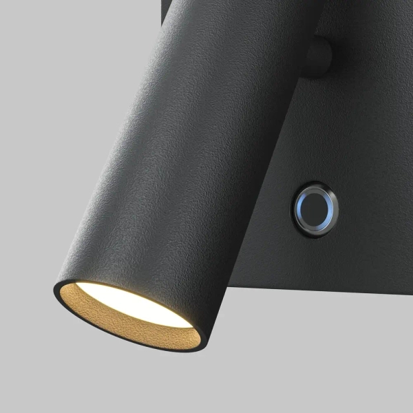Lampa ścienna z ładowarką Aron C179WL-L7B2.7K-DE LED 7W 2700K tuba czarna