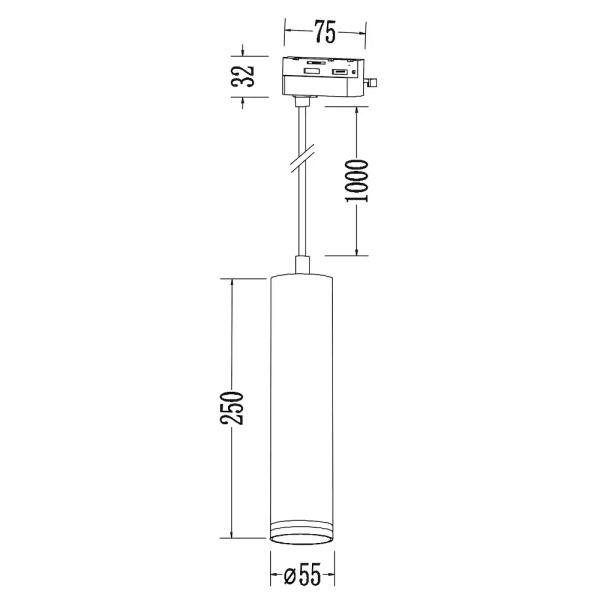 Jednofazowa wisząca lampa szynoprzewodowa Pipe Ring Track ML2077 czarny