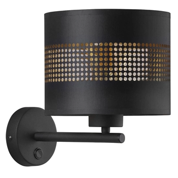 Ażurowy kinkiet tuba Tago 3210 TK Lighting okrągła z tkaniny czarna złota