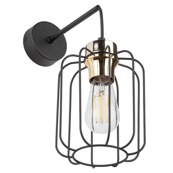 Industrialny kinkiet nad łóżko Galaxy 4742 TK Lighting druciany czarny złoty