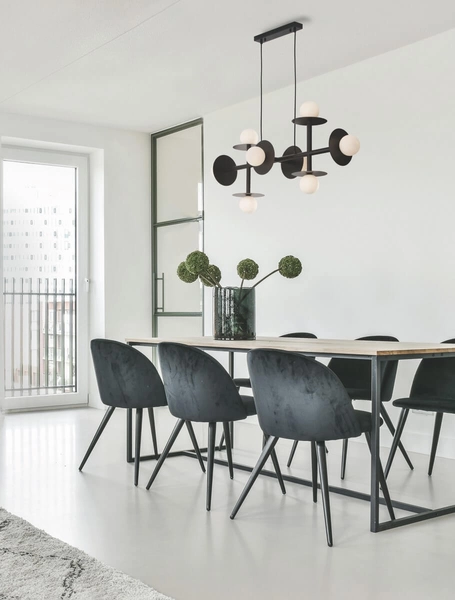 8-punktowa lampa wisząca URUAPAN LE42885 nad stół czarna biała