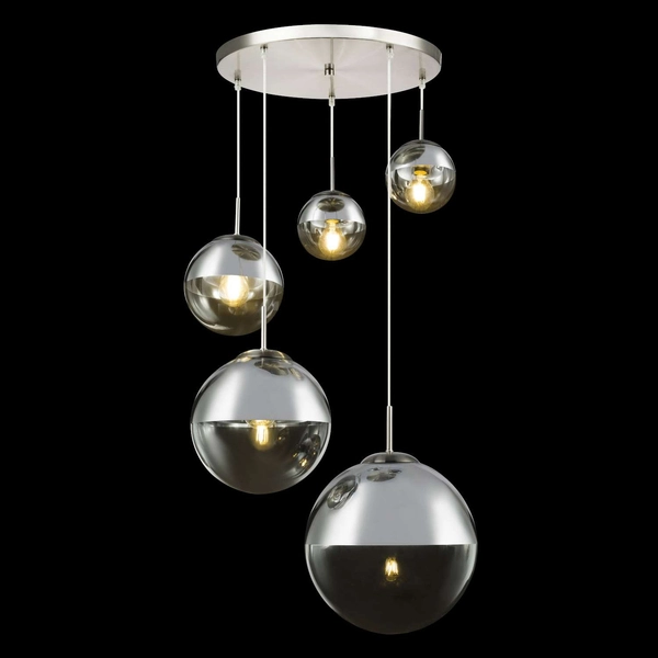LAMPA wisząca VARUS 15851-5 Globo szklana OPRAWA zwis kaskada szklane kule balls chrom przezroczyste