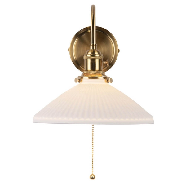 Ścienna lampa do sypialni Hadano HAD0740-10 ceramiczna mosiądz biały