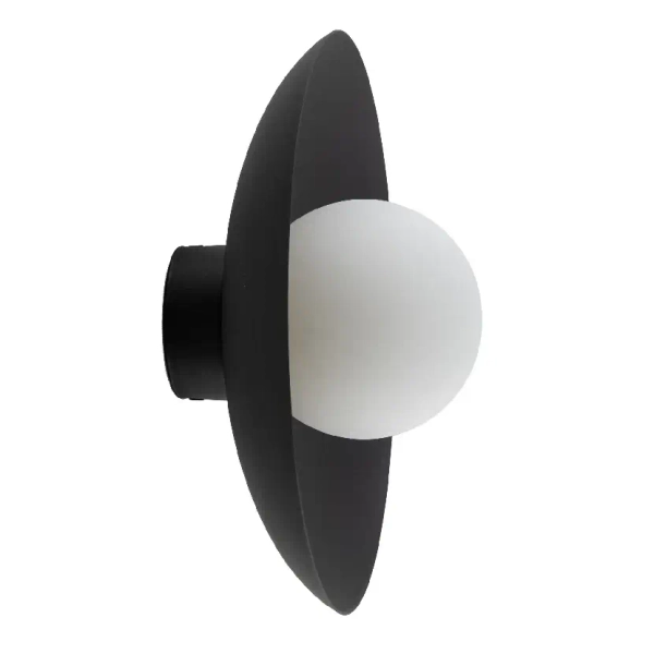 Lampa ścienna do jadalni Slate 10934 mleczna kula tarcza czarny