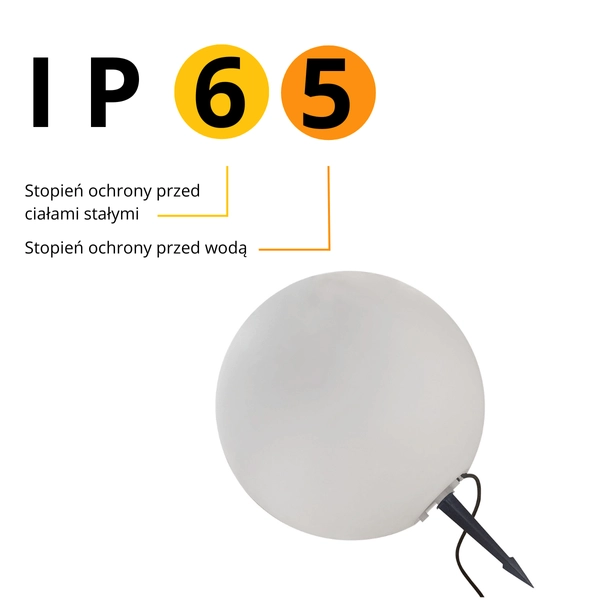 Kulista lampa wtykowa Gaja LP-JH-1095-500 do ogrodu IP65 biała